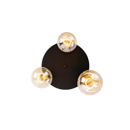 QAZQA Moderne plafondlamp zwart 3-lichts - Facil 9