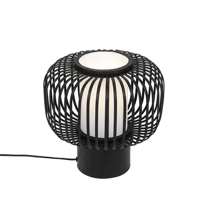 QAZQA Moderne tafellamp zwart met bamboe - Bambuk 2