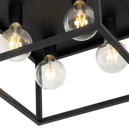 QAZQA Industriële plafondlamp zwart 40 cm 4-lichts - Cage 2
