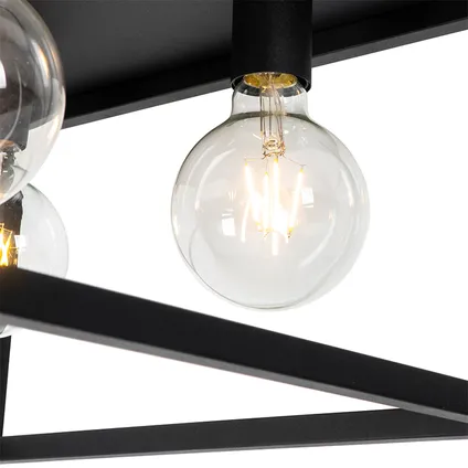 QAZQA Industriële plafondlamp zwart 40 cm 4-lichts - Cage 5