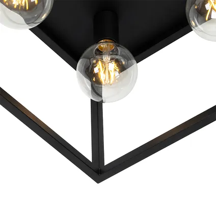 QAZQA Industriële plafondlamp zwart 40 cm 4-lichts - Cage 8