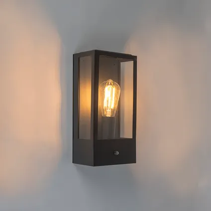 QAZQA Buiten wandlamp zwart met schemersensor - Rotterdam 8