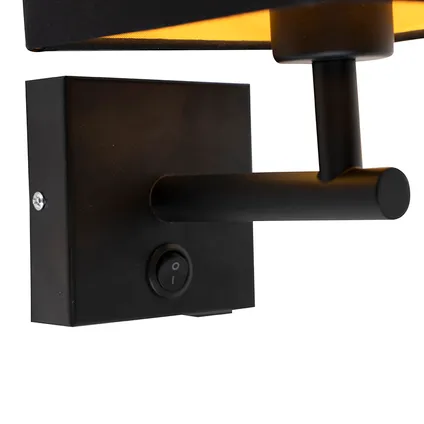 QAZQA Applique noire avec USB et abat-jour carré noir - Combi 1 10