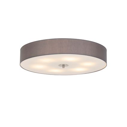 QAZQA Landelijke plafondlamp grijs 70 cm - Drum