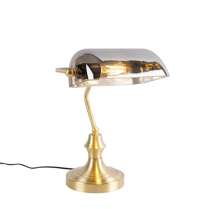 QAZQA Lampe de notaire classique en or avec verre miroir fumé - Banker