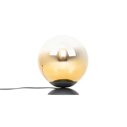 QAZQA Art deco tafellamp zwart met goud glas - pallon 8