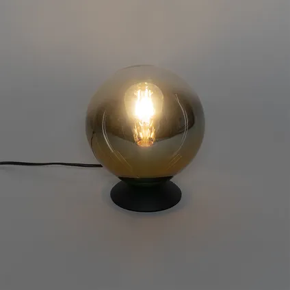 QAZQA Art Deco tafellamp zwart met goud glas - Pallon 10