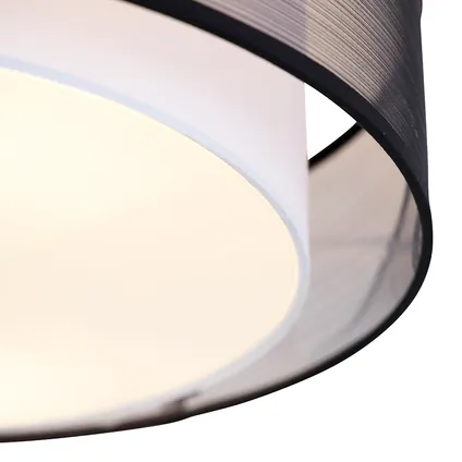 QAZQA Moderne plafondlamp zwart met wit 50 cm 3-lichts - Drum Duo 3