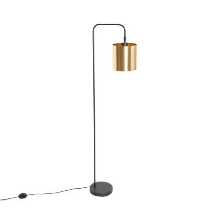QAZQA Moderne vloerlamp zwart met goud - Lofty 10
