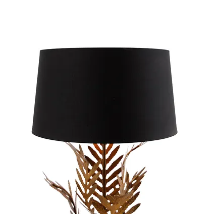 QAZQA Lampe de table or avec abat-jour en coton noir 40 cm - Botanica 2