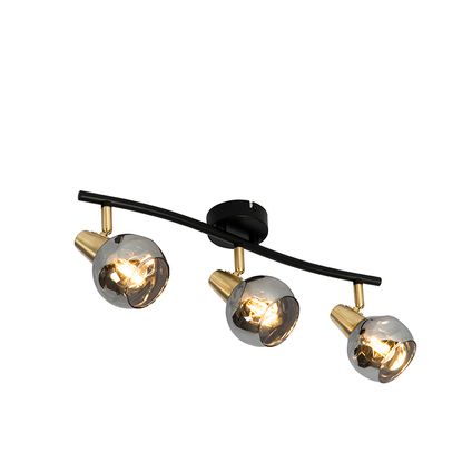 QAZQA Plafondlamp goud 56 cm met smoke glas 3-lichts - Vidro