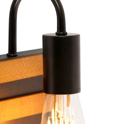 QAZQA Industriële wandlamp bruin met hout - Paleta Mai 3