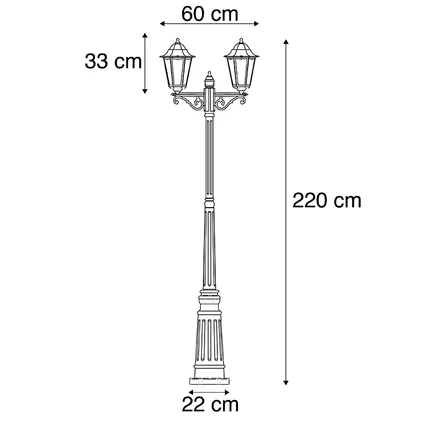 Lanterne d'extérieur noir 220 cm 2 lumières IP44 - Havana 4