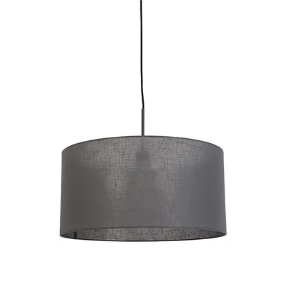 QAZQA Lampe à suspension moderne noire avec abat-jour gris 50 cm - Combi 1 9