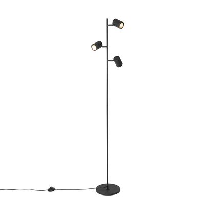 QAZQA Moderne vloerlamp zwart 3-lichts - Jeana