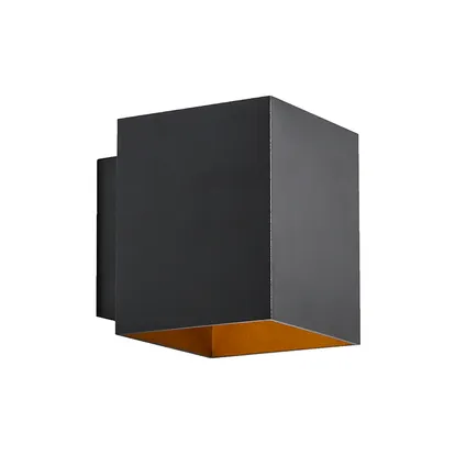 QAZQA Design wandlamp zwart en goud vierkant - Sola 7
