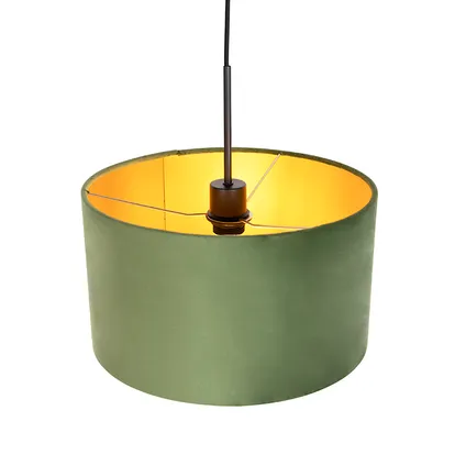 QAZQA Suspension avec abat-jour en velours vert et or 35 cm - Combi 6
