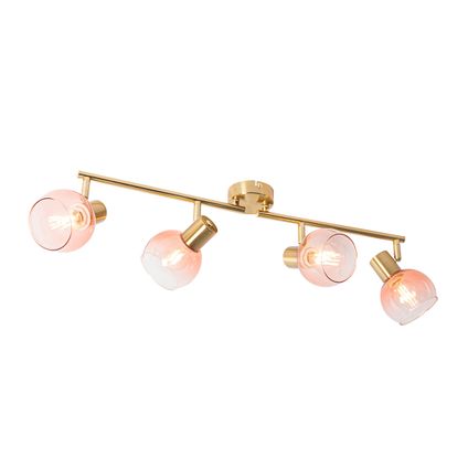 QAZQA Art Deco spot goud met roze glas 4-lichts - Vidro