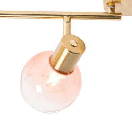 QAZQA Art Deco spot goud met roze glas 4-lichts - Vidro 2