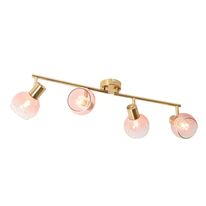 QAZQA Art Deco spot goud met roze glas 4-lichts - Vidro 6