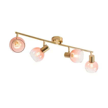 QAZQA Art Deco spot goud met roze glas 4-lichts - Vidro 7