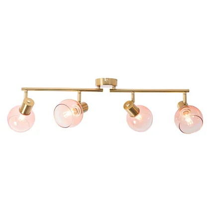 QAZQA Art Deco spot goud met roze glas 4-lichts - Vidro 9
