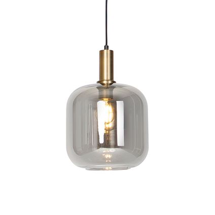 QAZQA Design hanglamp zwart met goud en smoke glas - Zuzanna