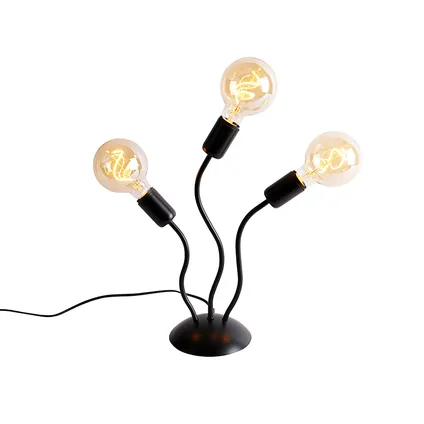QAZQA Design tafellamp zwart 3-lichts - Wimme 2