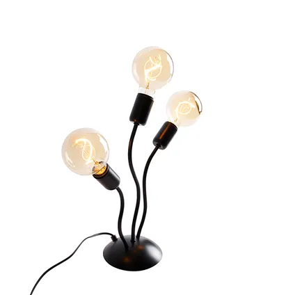 QAZQA Design tafellamp zwart 3-lichts - Wimme 7