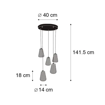 QAZQA Landelijke hanglamp touw 5-lichts - Marrit 4