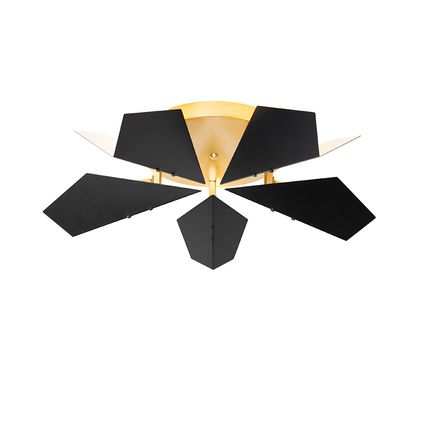 QAZQA Design plafondlamp zwart met goud 5-lichts - Sinem