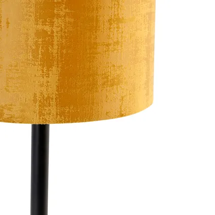 QAZQA Moderne tafellamp zwart met kap goud 25 cm - Simplo 3