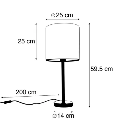 QAZQA Moderne tafellamp zwart met kap goud 25 cm - Simplo 4