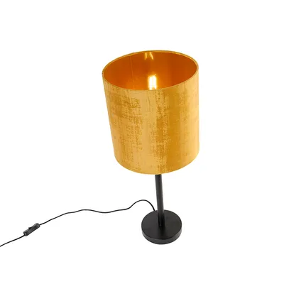 QAZQA Moderne tafellamp zwart met kap goud 25 cm - Simplo 6
