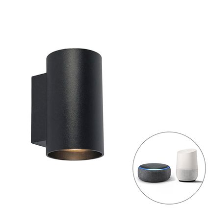 QAZQA Smart design wandlamp zwart incl. WiFi GU10 - Sandy