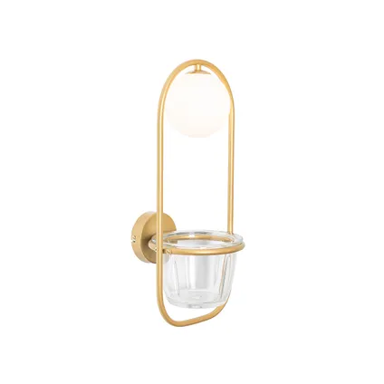 QAZQA Art deco wandlamp goud met wit glas - Isabella 8