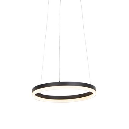 QAZQA Design ring hanglamp zwart 40 cm incl. LED en dimmer - Anello