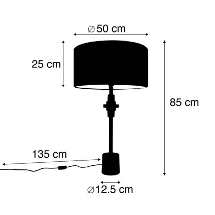 QAZQA Lampe de table Art Déco bronze velours abat-jour rouge 50 cm - Diverso 4