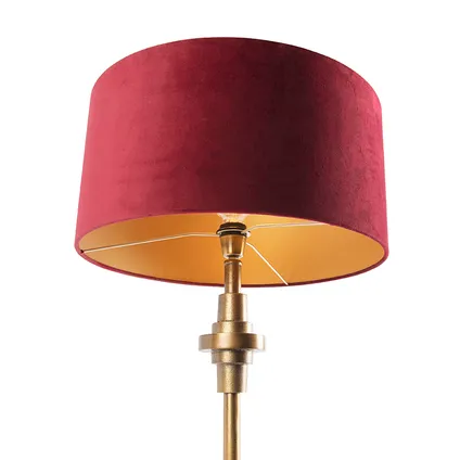 QAZQA Art Deco tafellamp brons velours kap rood 50 cm - Diverso 5