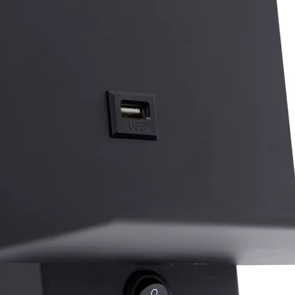 QAZQA Moderne wandlamp zwart incl. USB-aansluiting - Flero 5