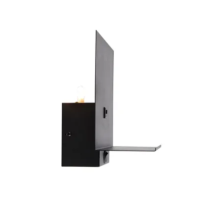 QAZQA Moderne wandlamp zwart incl. USB-aansluiting - Flero 9