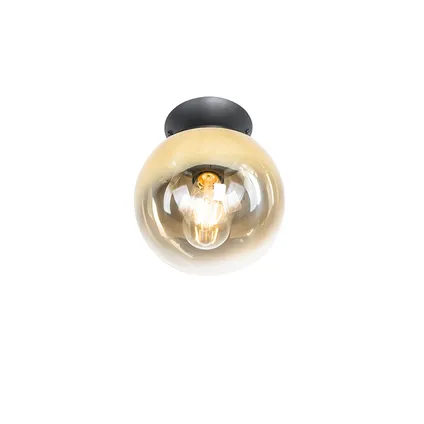 QAZQA Art deco plafondlamp zwart met goud glas - pallon 2
