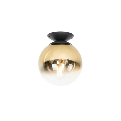 QAZQA Art deco plafondlamp zwart met goud glas - pallon 7