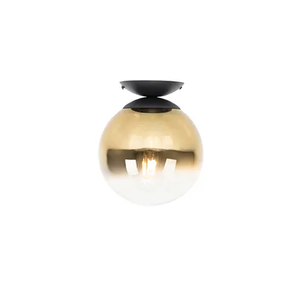 QAZQA Art deco plafondlamp zwart met goud glas - pallon 8