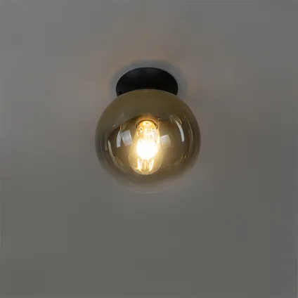 QAZQA Art deco plafondlamp zwart met goud glas - pallon 10