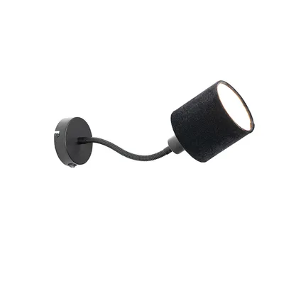 QAZQA Applique noire avec abat-jour interrupteur noir et bras flexible - Merwe 5