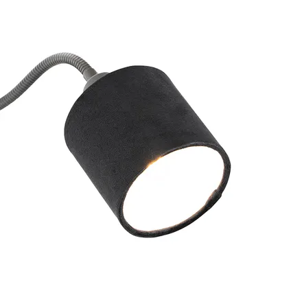 QAZQA Applique noire avec abat-jour interrupteur noir et bras flexible - Merwe 6