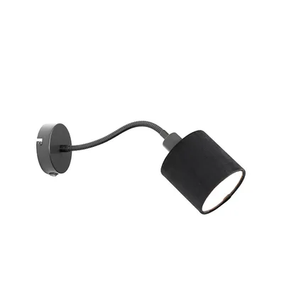 QAZQA Applique noire avec abat-jour interrupteur noir et bras flexible - Merwe 9