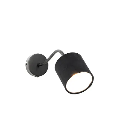 QAZQA Applique noire avec abat-jour interrupteur noir et bras flexible - Merwe 10