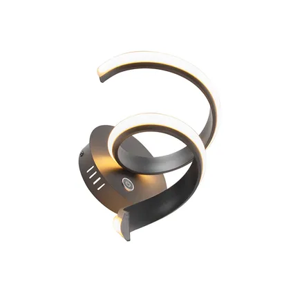 QAZQA Design wandlamp zwart 3-stap touchdimmer incl. LED - Twisted 8